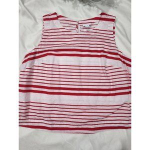 Liz Claiborne Women's Sleeveless Blouse Top Plus Size 0X Striped Linen Blend